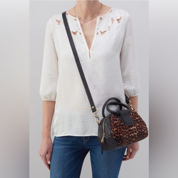 HOBO Sheila Genuine Calf Hair & Leather Leopard Satchel New with Tags - Picture 3 of 10